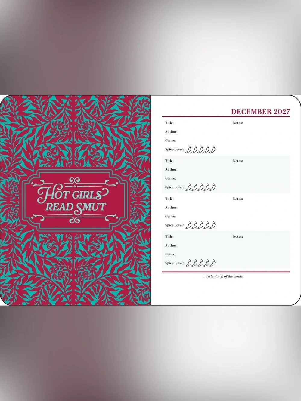2026-2027 Spicy Book Club 16-Month Weekly/Monthly Planner